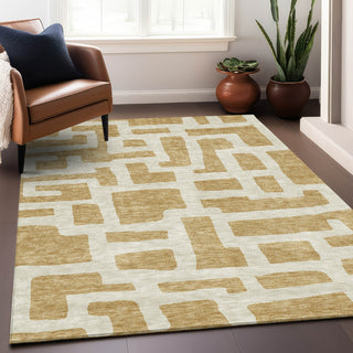 Piper Looms Mayfield Lines AMF903 Gold Machine Washable Area Rug Lifestyle Image Feature