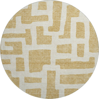 Piper Looms Mayfield Lines AMF903 Gold Machine Washable Area Rug Round Main Image