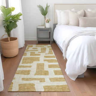 Piper Looms Mayfield Lines AMF903 Gold Machine Washable Area Rug Runner Lifestyle Image Feature