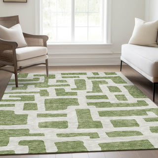 Piper Looms Mayfield Lines AMF903 Green Machine Washable Area Rug Lifestyle Image Feature
