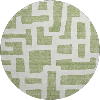 Piper Looms Mayfield Lines AMF903 Green Machine Washable Area Rug Round Main Image