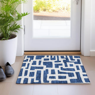 Piper Looms Mayfield Lines AMF903 Navy Machine Washable Area Rug Scatter Lifestyle Image Feature