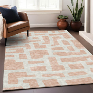 Piper Looms Mayfield Lines AMF903 Peach Machine Washable Area Rug Lifestyle Image Feature