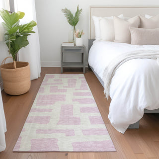 Piper Looms Mayfield Lines AMF903 Pink Machine Washable Area Rug Runner Lifestyle Image Feature