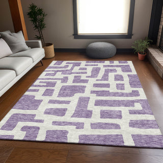 Piper Looms Mayfield Lines AMF903 Purple Machine Washable Area Rug Lifestyle Image Feature