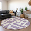 Piper Looms Mayfield Lines AMF903 Purple Machine Washable Area Rug Round Lifestyle Image Feature