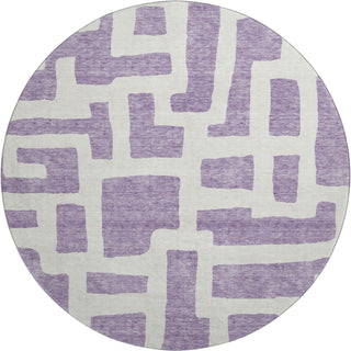 Piper Looms Mayfield Lines AMF903 Purple Machine Washable Area Rug Round Main Image