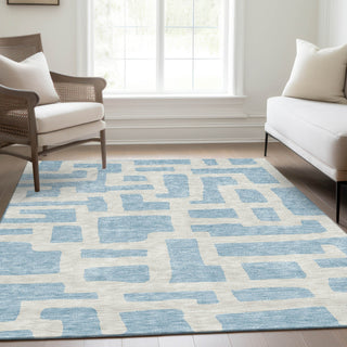 Piper Looms Mayfield Lines AMF903 Sky Machine Washable Area Rug Lifestyle Image Feature