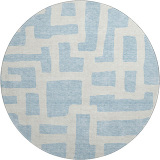 Piper Looms Mayfield Lines AMF903 Sky Machine Washable Area Rug Round Main Image