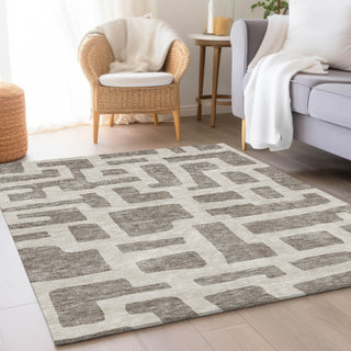 Piper Looms Mayfield Lines AMF903 Taupe Machine Washable Area Rug Lifestyle Image Feature