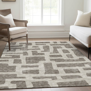 Piper Looms Mayfield Lines AMF903 Taupe Machine Washable Area Rug Lifestyle Image Feature