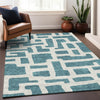Piper Looms Mayfield Lines AMF903 Teal Machine Washable Area Rug Lifestyle Image Feature