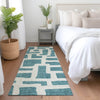 Piper Looms Mayfield Lines AMF903 Teal Machine Washable Area Rug Runner Lifestyle Image Feature