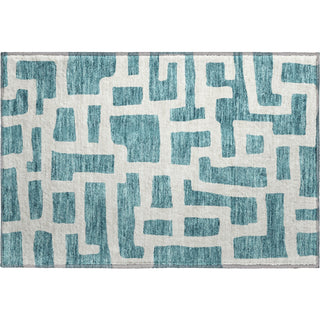 Piper Looms Mayfield Lines AMF903 Teal Machine Washable Area Rug Scatter Main Image
