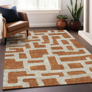 Piper Looms Mayfield Lines AMF903 Terracotta Machine Washable Area Rug Lifestyle Image Feature