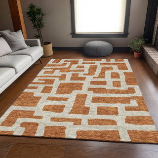 Piper Looms Mayfield Lines AMF903 Terracotta Machine Washable Area Rug Lifestyle Image Feature
