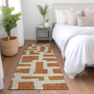 Piper Looms Mayfield Lines AMF903 Terracotta Machine Washable Area Rug Runner Lifestyle Image Feature