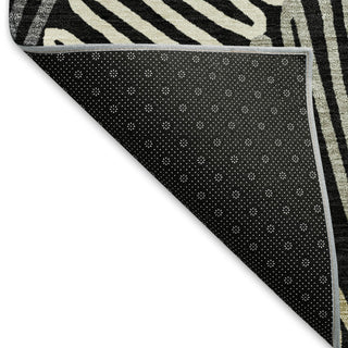 Piper Looms Mayfield Floral AMF904 Black Machine Washable Area Rug Backing Image
