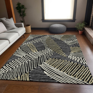 Piper Looms Mayfield Floral AMF904 Black Machine Washable Area Rug Lifestyle Image Feature