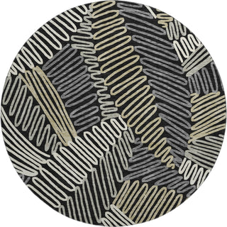 Piper Looms Mayfield Floral AMF904 Black Machine Washable Area Rug Round Main Image