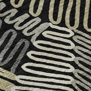 Piper Looms Mayfield Floral AMF904 Black Machine Washable Area Rug Swatch Image