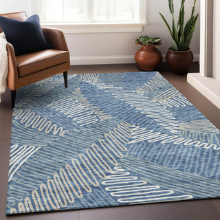 Piper Looms Mayfield Floral AMF904 Blue Machine Washable Area Rug Lifestyle Image Feature