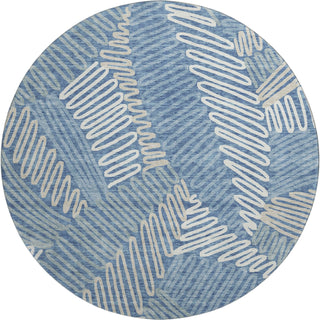 Piper Looms Mayfield Floral AMF904 Blue Machine Washable Area Rug Round Main Image