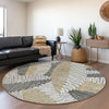 Piper Looms Mayfield Floral AMF904 Gray Machine Washable Area Rug Round Lifestyle Image Feature