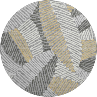 Piper Looms Mayfield Floral AMF904 Gray Machine Washable Area Rug Round Main Image