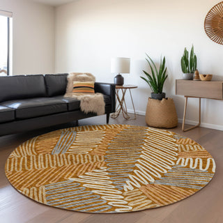 Piper Looms Mayfield Floral AMF904 Paprika Machine Washable Area Rug Round Lifestyle Image Feature