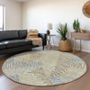 Piper Looms Mayfield Floral AMF904 Taupe Machine Washable Area Rug Round Lifestyle Image Feature