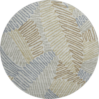 Piper Looms Mayfield Floral AMF904 Taupe Machine Washable Area Rug Round Main Image
