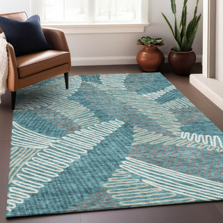 Piper Looms Mayfield Floral AMF904 Teal Machine Washable Area Rug Lifestyle Image Feature