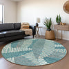 Piper Looms Mayfield Floral AMF904 Teal Machine Washable Area Rug Round Lifestyle Image Feature