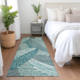 Piper Looms Mayfield Floral AMF904 Teal Machine Washable Area Rug Runner Lifestyle Image Feature