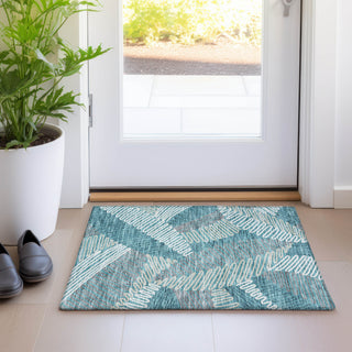 Piper Looms Mayfield Floral AMF904 Teal Machine Washable Area Rug Scatter Lifestyle Image Feature