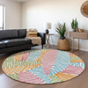 Piper Looms Mayfield Floral AMF904 White Machine Washable Area Rug Round Lifestyle Image Feature