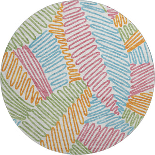 Piper Looms Mayfield Floral AMF904 White Machine Washable Area Rug Round Main Image