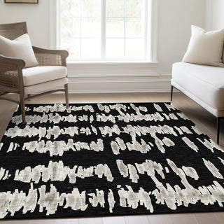 Piper Looms Mayfield Stripes AMF905 Black Machine Washable Area Rug Lifestyle Image Feature