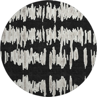 Piper Looms Mayfield Stripes AMF905 Black Machine Washable Area Rug Round Main Image