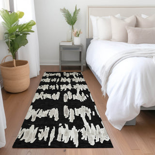 Piper Looms Mayfield Stripes AMF905 Black Machine Washable Area Rug Runner Lifestyle Image Feature