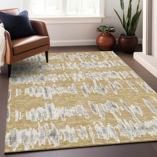 Piper Looms Mayfield Stripes AMF905 Gold Machine Washable Area Rug Lifestyle Image Feature