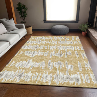 Piper Looms Mayfield Stripes AMF905 Gold Machine Washable Area Rug Lifestyle Image Feature