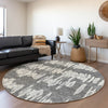Piper Looms Mayfield Stripes AMF905 Gray Machine Washable Area Rug Round Lifestyle Image Feature