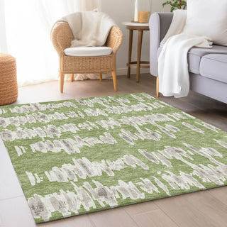 Piper Looms Mayfield Stripes AMF905 Green Machine Washable Area Rug Lifestyle Image Feature