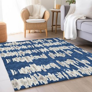 Piper Looms Mayfield Stripes AMF905 Navy Machine Washable Area Rug Lifestyle Image Feature