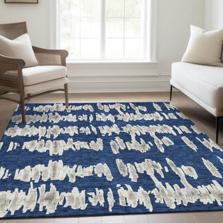 Piper Looms Mayfield Stripes AMF905 Navy Machine Washable Area Rug Lifestyle Image Feature