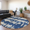 Piper Looms Mayfield Stripes AMF905 Navy Machine Washable Area Rug Round Lifestyle Image Feature