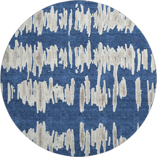 Piper Looms Mayfield Stripes AMF905 Navy Machine Washable Area Rug Round Main Image