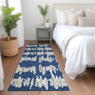 Piper Looms Mayfield Stripes AMF905 Navy Machine Washable Area Rug Runner Lifestyle Image Feature